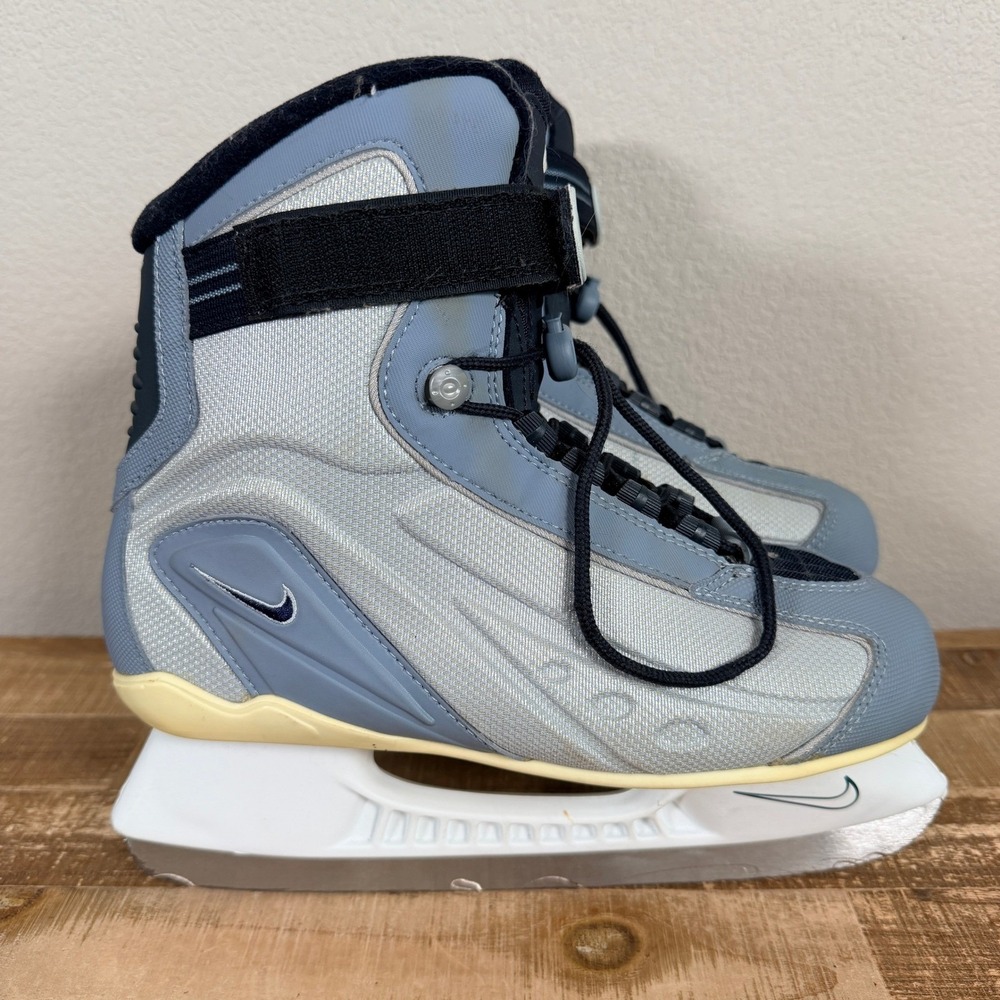 Nike Flexposite Ice Skates Hockey Womens 8 Blue Gray Padded Ankle Support‎ Strap